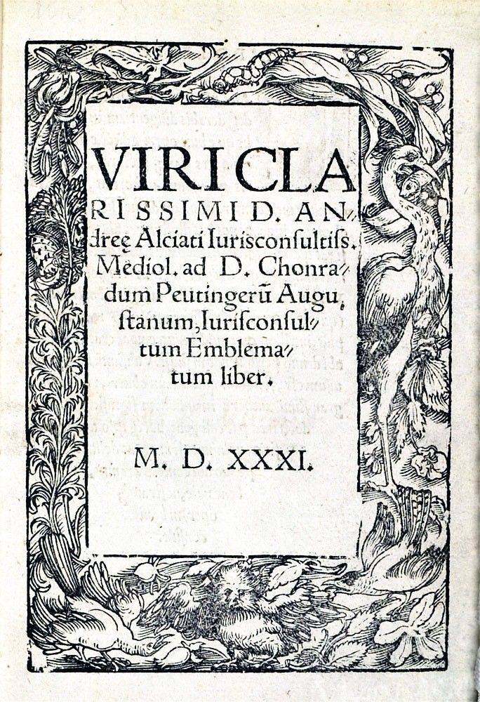 Page de titre gravée sur bois : un cadre de feuillages et d’animaux autour du titre en capitales et de la date M.D.XXXI.